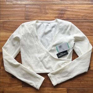 Forever 21 Cream Ribbed Crop Top